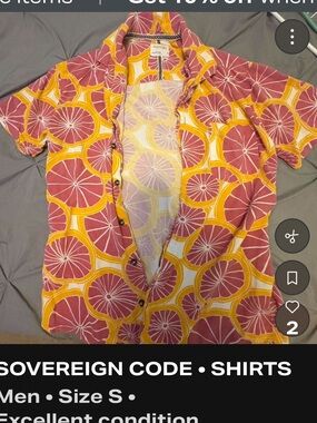 Sovereign Code Men’s Short-Sleeve Citrus Print Shirt - Pink & Yellow- John B OBX